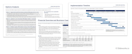 Business case slides from an AI slide generator with too much text