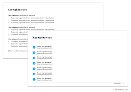 Example of simple text-based key takeaway slides