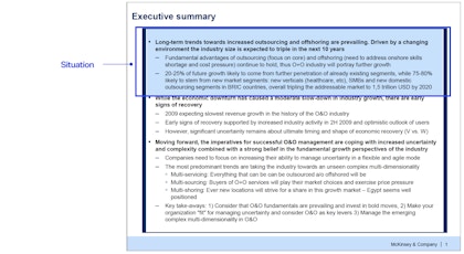 Executive Summary example from McKinsey presentation