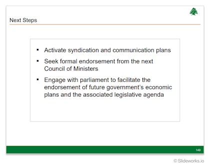 An example of a bullet-format Next Steps slide from McKinsey