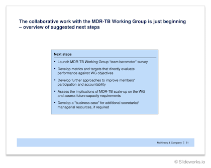 A second example of a simple but impactful Next Steps slide from McKinsey