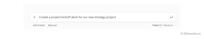 Claude Fable 5.1 prompt on Medium effort: "Create a project kickoff deck for our new strategy project"