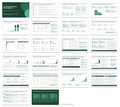 All 22 slides of a Fable 5.1 deck on India's electric two-wheeler supply chain, with dense charts, tables and action titles