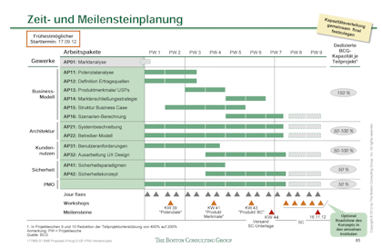 BCG Germany - 9 week project roadmap with workstreams and milestones